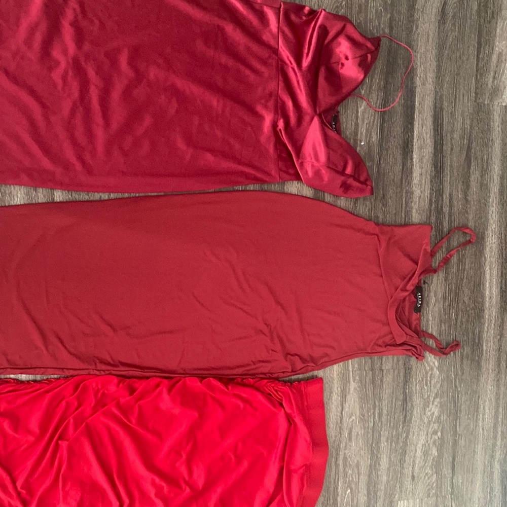 Dark red 1 midi dreses 1 mini dress dsrk red saten 1 midi skirt red